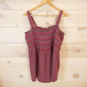 Torrid Size 3 Square-neck Smocked Babydoll Tank Women's plus size 3X Mauve
